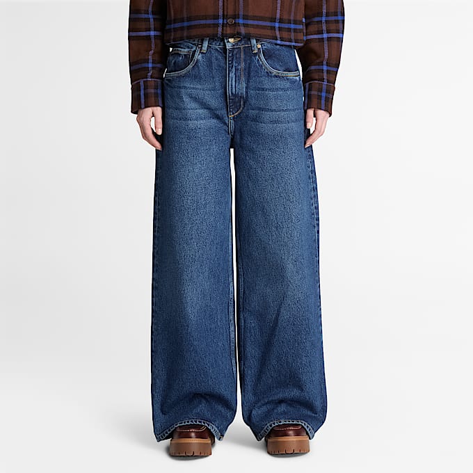 Womens Wide Leg Denim Pant TBL Harbour Blue Wash Reverse ALT1