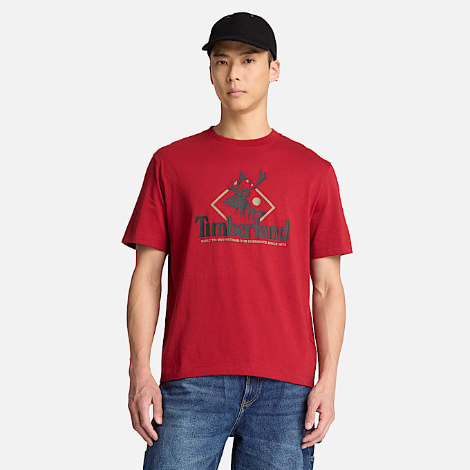 Mens Deer Graphic ShortSleeve TShirt TBL Rhythmic Red ALT1