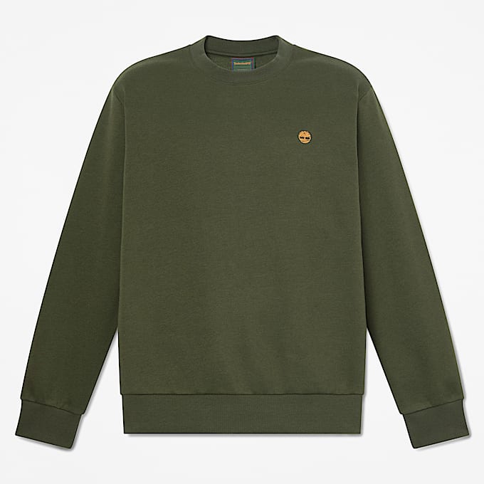 Mens Oyster River Chest Logo Crew Sweatshirt TBL Dark Green HERO