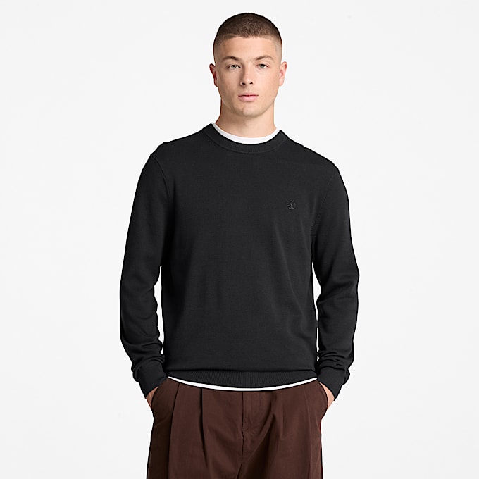 Chandail Oyster River en coton molletonn et  encolure ronde pour hommes TBL Noir ALT1