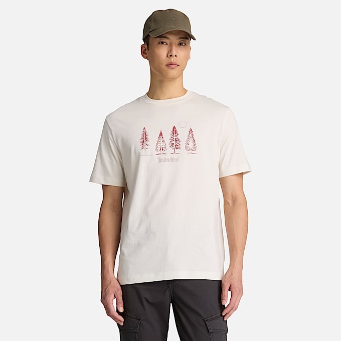 Tshirt imprim Pine Tree pour hommes TBL Blanc dpoque ALT1
