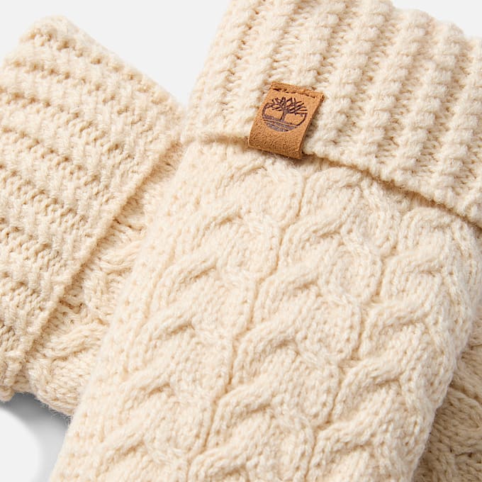 Mitones de punto trenzado para mujer TBL Blanco ahumado ALT1