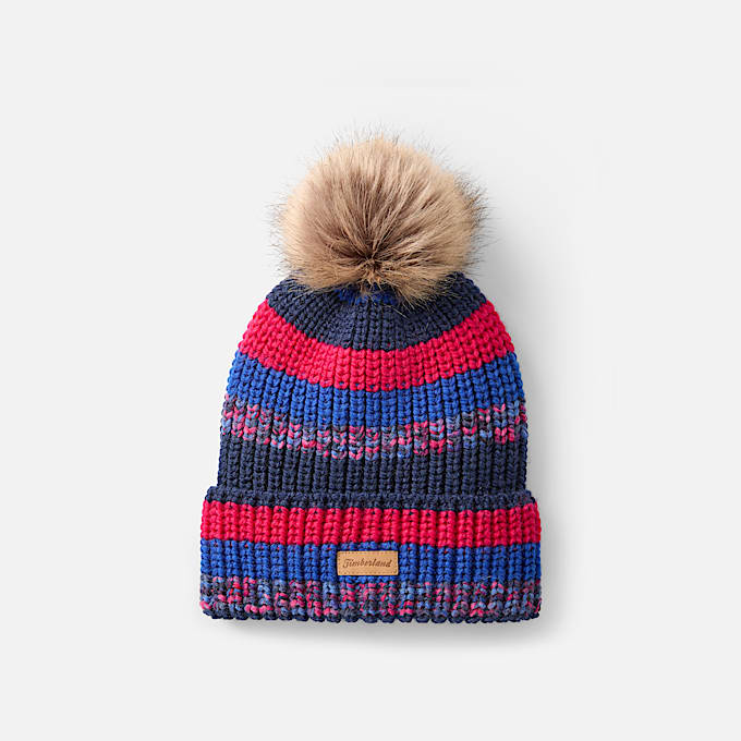 Gorro de punto grueso con pompn para mujer TBL Azul brillante HERO