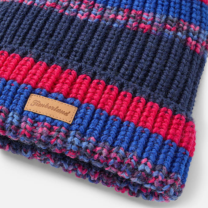 Gorro de punto grueso con pompn para mujer TBL Azul brillante ALT1