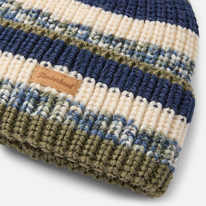 Gorro de punto grueso con pompn para mujer TBL Verde lquen intenso ALT1