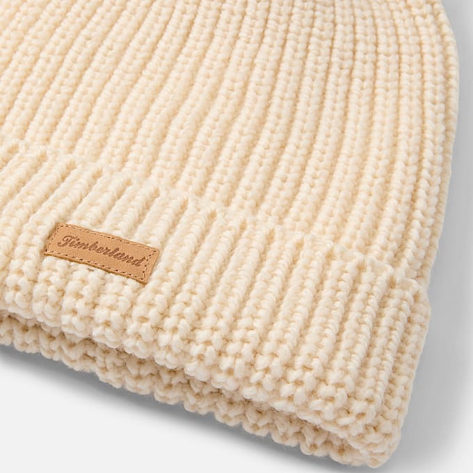 Gorro de punto grueso con pompn para mujer TBL Blanco ahumado ALT1