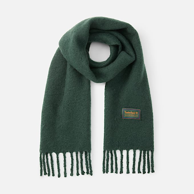 Womens Woven Tassel Scarf TBL Darkest Green HERO