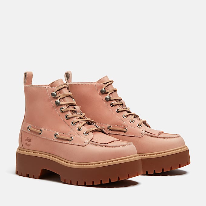 Botas con plataforma y agujetas Stone Street para Mujer TBL Piel de grano entero rosa claro ALT4