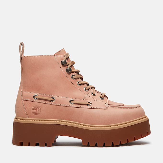 Botas con plataforma y agujetas Stone Street para Mujer TBL Piel de grano entero rosa claro HERO
