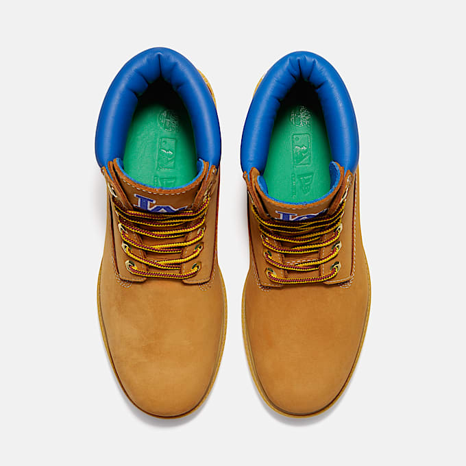 Botas impermeables Timberland Heritage de 6 pulgadas para Hombre TBL Nobuck color trigoazul medioblanco ALT2