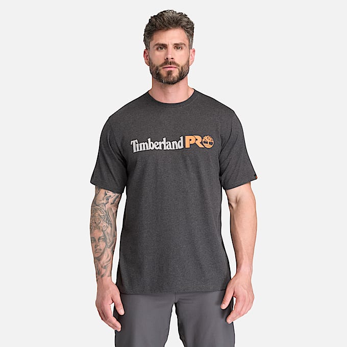 Mens Timberland PRO Logo ShortSleeve TShirt TBL Black Heather ALT1