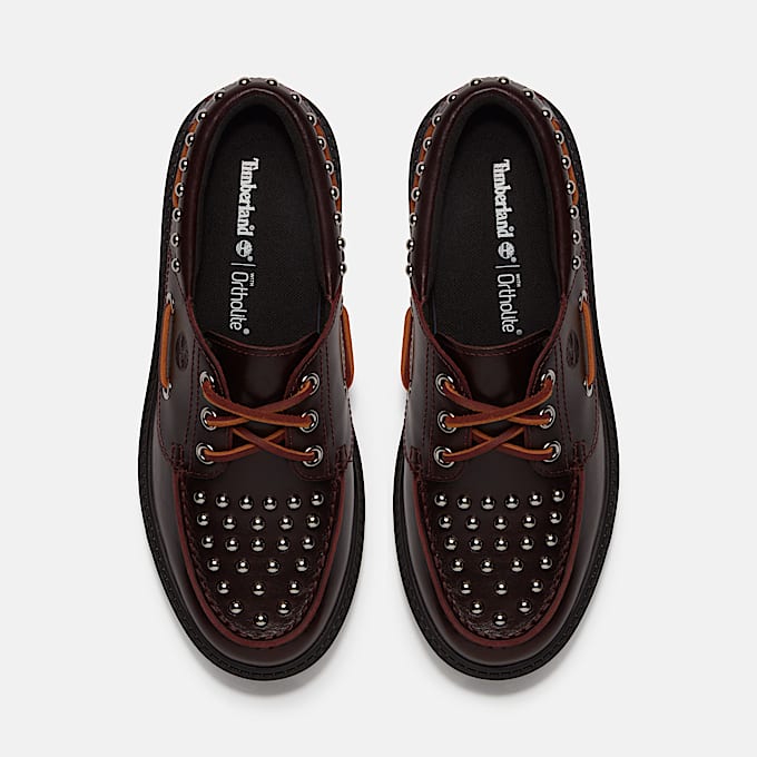Zapatos nuticos con plataforma Stone Street para Mujer TBL Piel de grano completo color burdeos ALT2