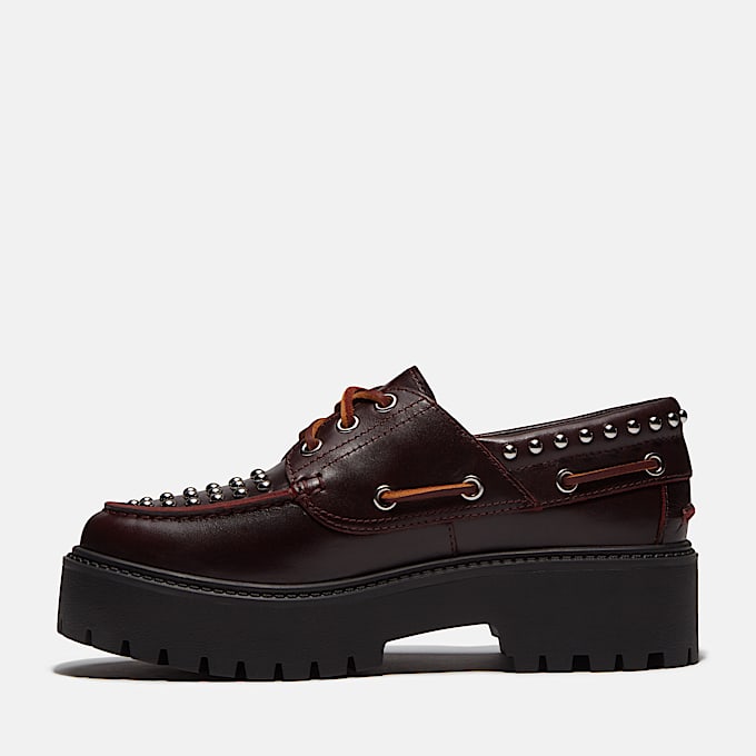 Zapatos nuticos con plataforma Stone Street para Mujer TBL Piel de grano completo color burdeos ALT6