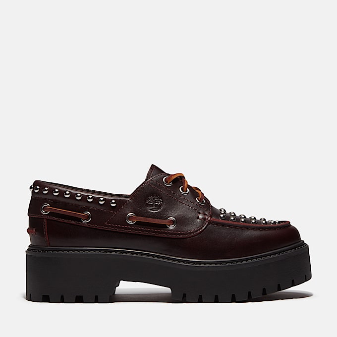 Zapatos nuticos con plataforma Stone Street para Mujer TBL Piel de grano completo color burdeos HERO