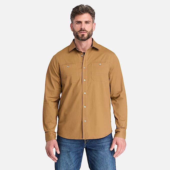 Mens Timberland PRO Stretch Twill Work Shirt TBL Dark Wheat ALT1