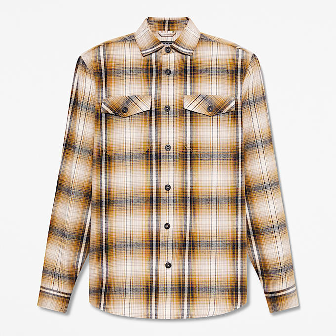 Mens Timberland PRO Double Pocket Flannel Shirt TBL Tan HERO