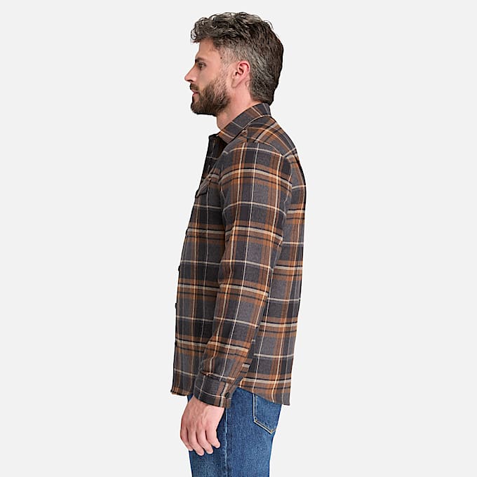 Mens Timberland PRO Double Pocket Flannel Shirt TBL BlackBrown ALT7