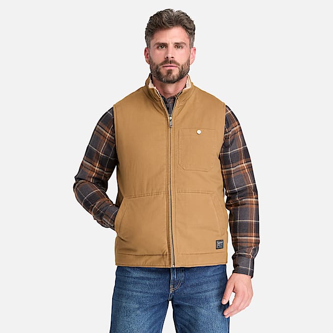 Mens Timberland PRO FleeceLined Twill Vest TBL Dark Wheat ALT1