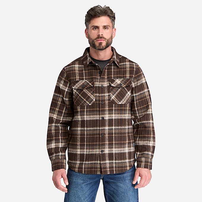 Mens Timberland PRO FleeceBonded Flannel Overshirt TBL Brown ALT1