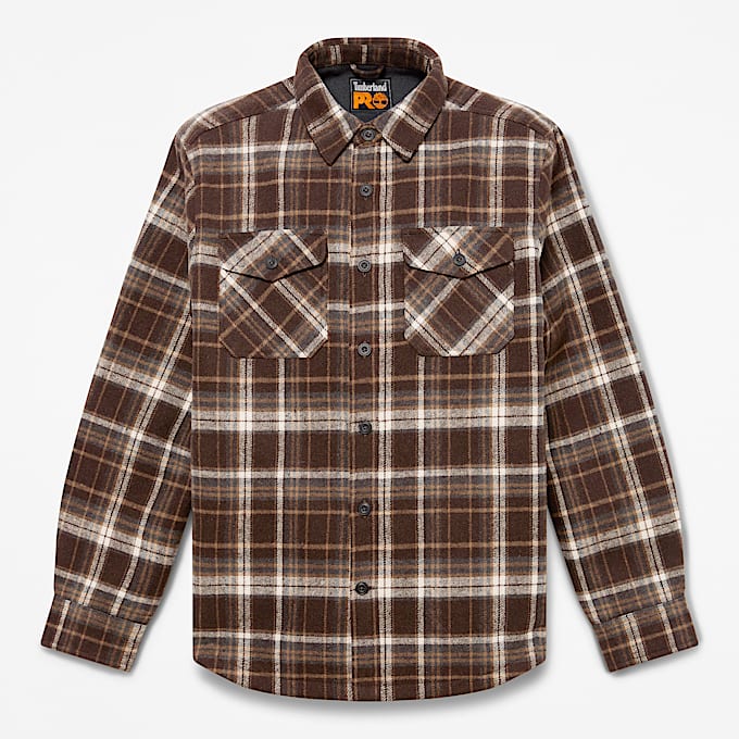 Mens Timberland PRO FleeceBonded Flannel Overshirt TBL Brown HERO