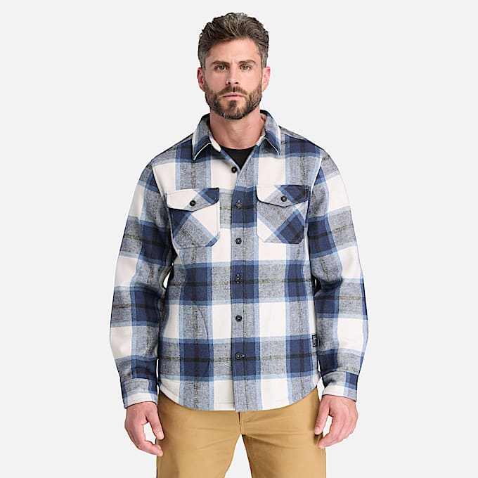 Mens Timberland PRO FleeceBonded Flannel Overshirt TBL Blue ALT1