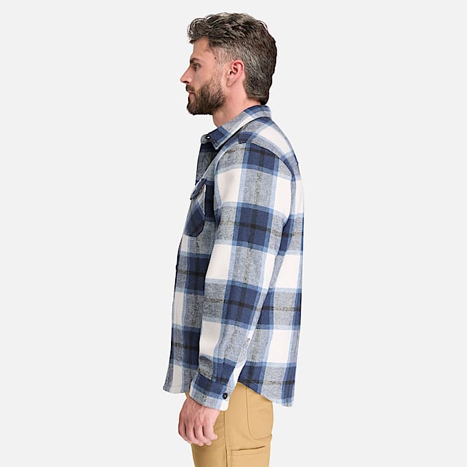 Mens Timberland PRO FleeceBonded Flannel Overshirt TBL Blue ALT7