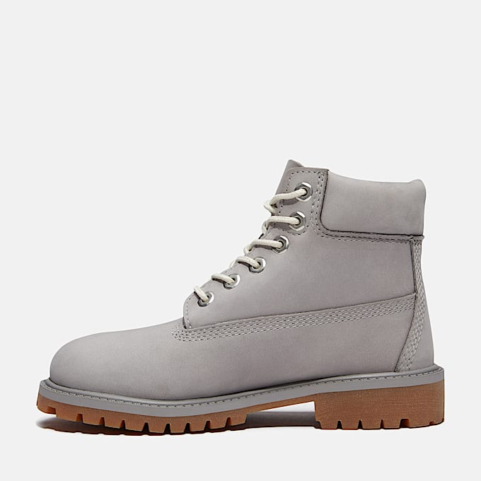 Youth Timberland Premium 6Inch Waterproof Boot TBL Medium Grey Nubuck ALT6