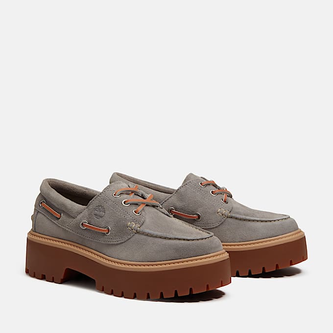 Womens Stone Street Platform Boat Shoe TBL Medium Grey Suede ALT4