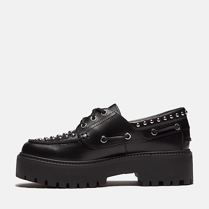 Womens Stone Street Platform Boat Shoe TBL Black FullGrain ALT6