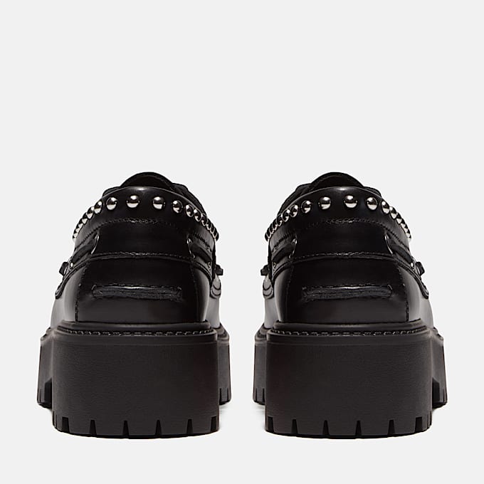 Womens Stone Street Platform Boat Shoe TBL Black FullGrain ALT5