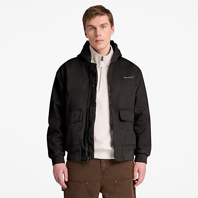 Mens Insulated Canvas Bomber TBL Black ALT1
