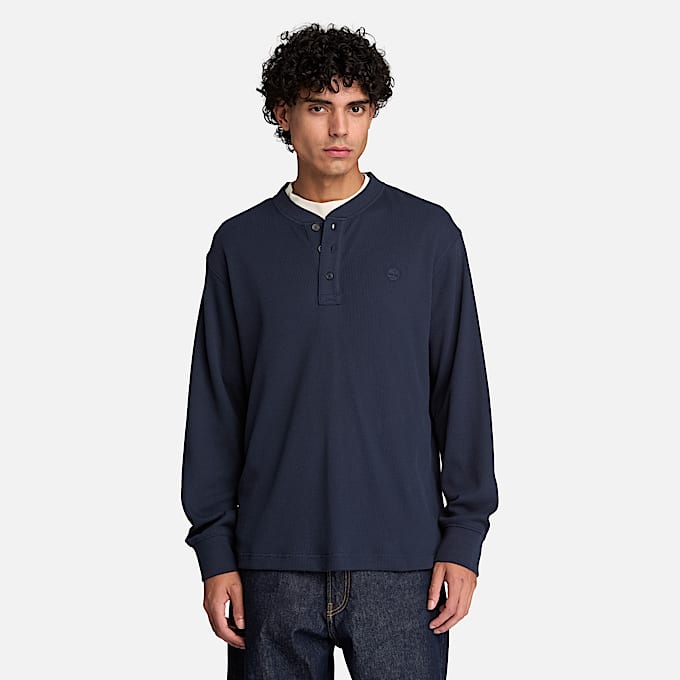 Polo de manga larga Wharf River Waffle para Hombre TBL Zafiro oscuro ALT1