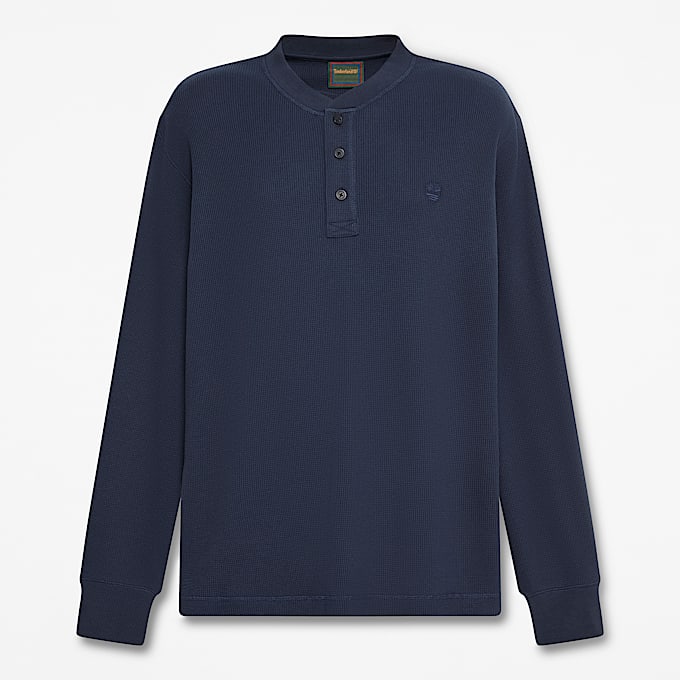 Polo de manga larga Wharf River Waffle para Hombre TBL Zafiro oscuro HERO