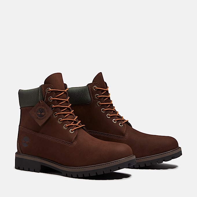 Mens Timberland Heritage 6Inch Waterproof Boot TBL Dark Brown NubuckGold ALT4