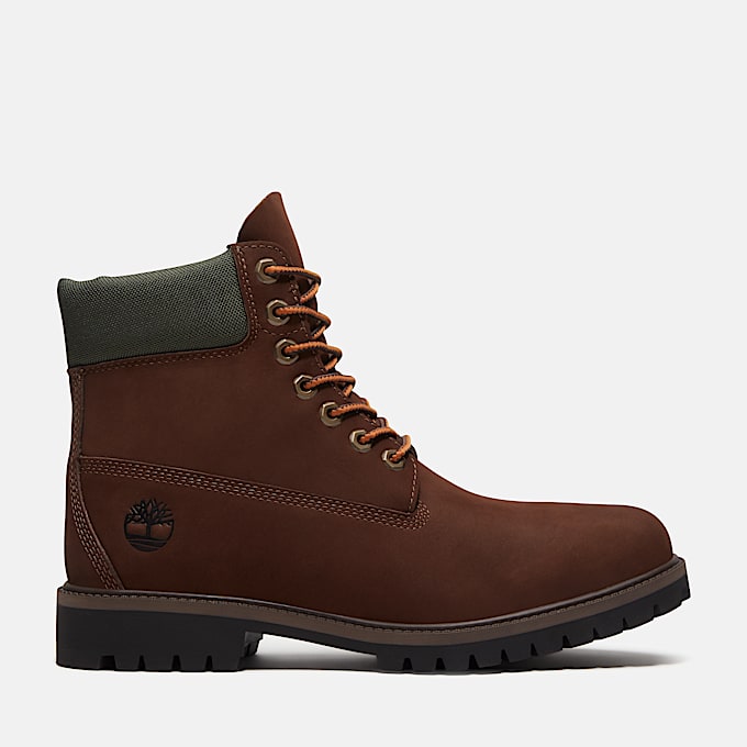 Mens Timberland Heritage 6Inch Waterproof Boot TBL Dark Brown NubuckGold HERO