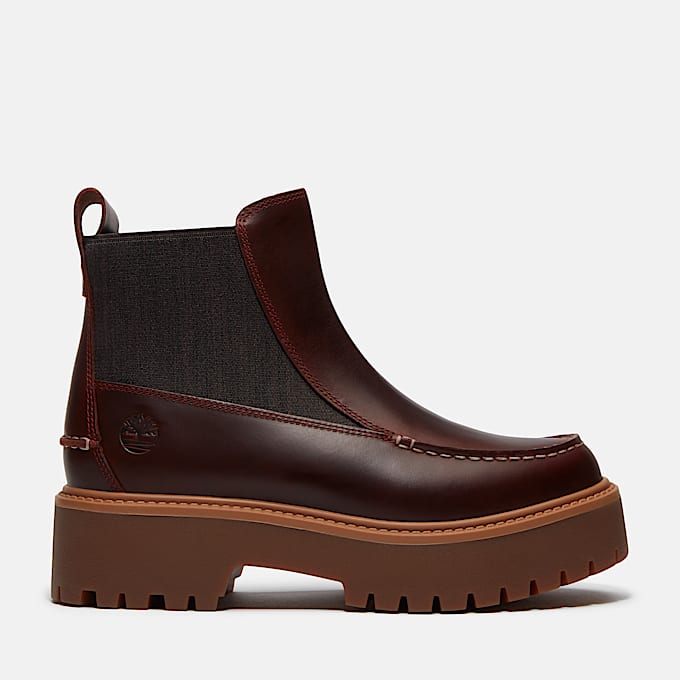 Womens Stone Street Platform Chelsea Boot TBL Burgundy FullGrain HERO