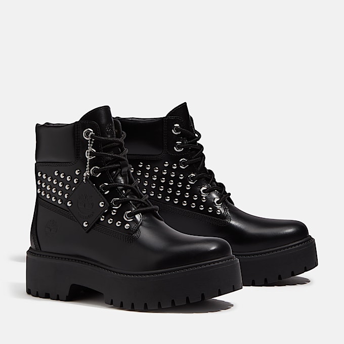 Botas con plataforma Stone Street de 6 pulgadas para Mujer TBL Negro de grano completo con tachuelas ALT4