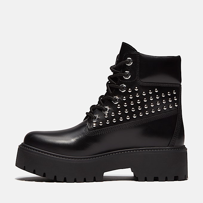 Botas con plataforma Stone Street de 6 pulgadas para Mujer TBL Negro de grano completo con tachuelas ALT6