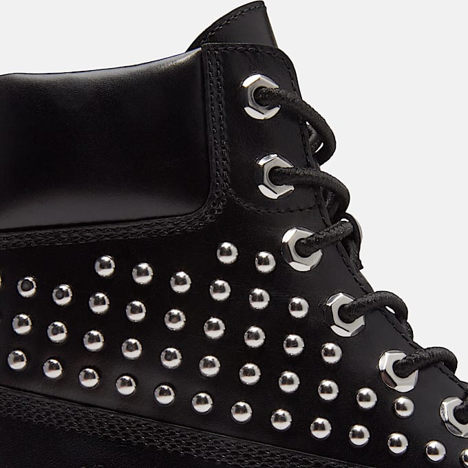 Botas con plataforma Stone Street de 6 pulgadas para Mujer TBL Negro de grano completo con tachuelas ALT7