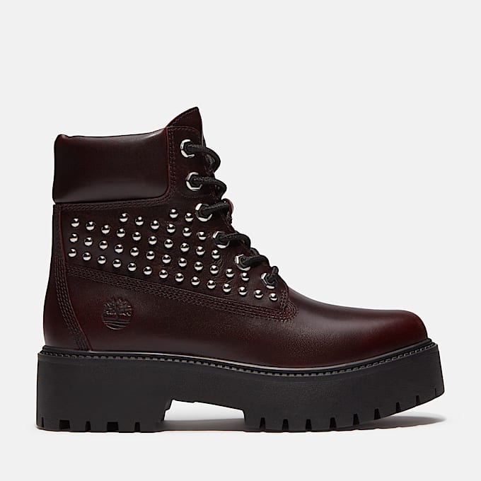 Womens Stone Street Platform 6Inch Boot TBL Burgundy FullGrain With Studs HERO