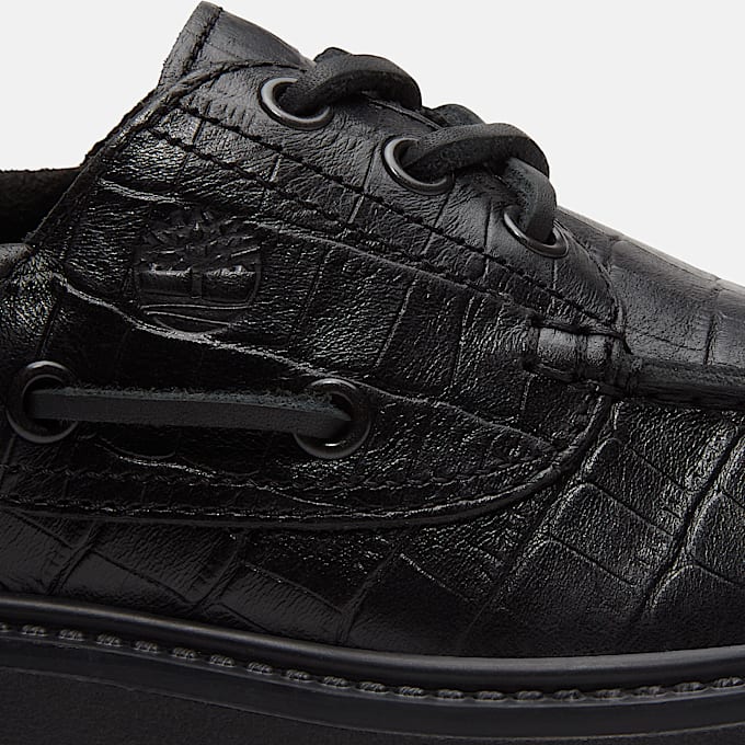 Zapatos nuticos con plataforma Stone Street para Mujer TBL Negro de grano completo con efecto cocodrilo ALT7