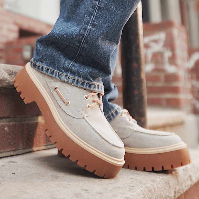 Zapatos nuticos con plataforma Stone Street para Mujer TBL Gamuza gris medio ALTA