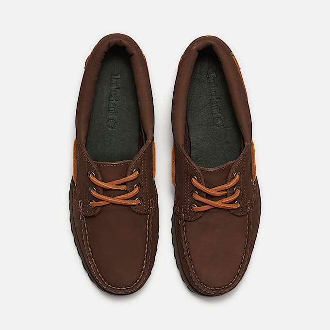 Womens Timberland Authentic 3Eye Boat Shoe TBL Dark Brown Nubuck ALT2