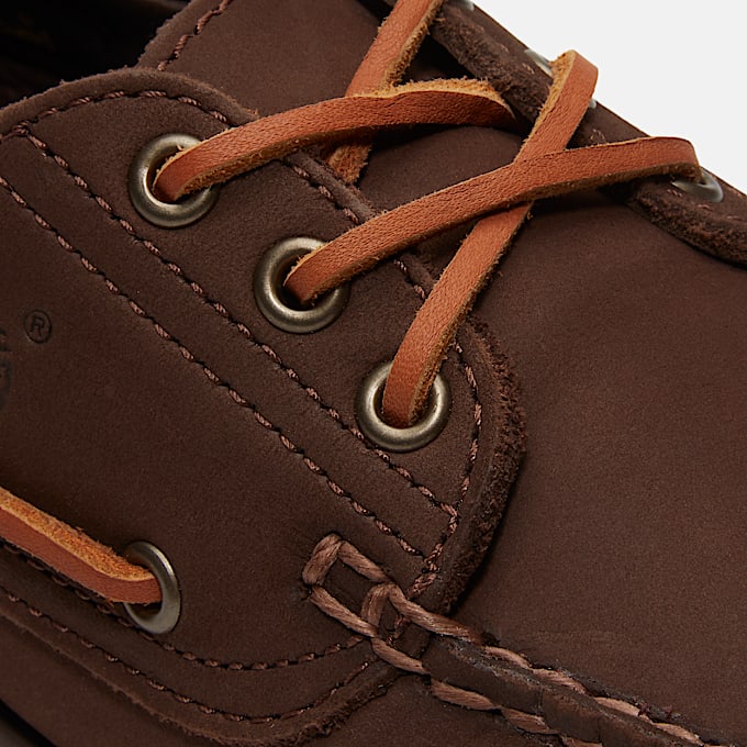 Womens Timberland Authentic 3Eye Boat Shoe TBL Dark Brown Nubuck ALT7