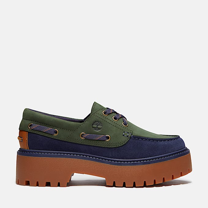 Womens Stone Street Platform Boat Shoe TBL Dark Green NubuckDark Blue HERO