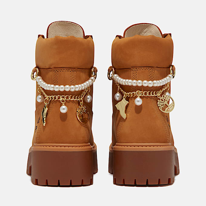 Womens Stone Street Platform 6Inch Waterproof Boot TBL Wheat Nubuck With Charms ALT5