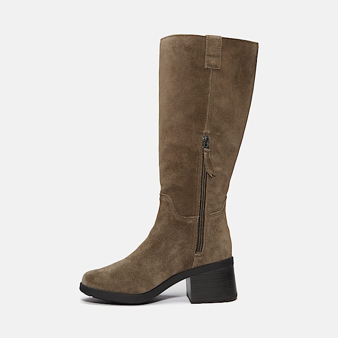 Womens Bellevaux Tall SideZip Boot TBL Dark Brown Suede ALT6
