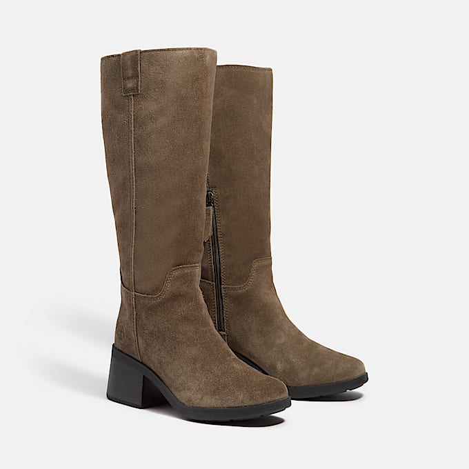 Womens Bellevaux Tall SideZip Boot TBL Dark Brown Suede ALT4