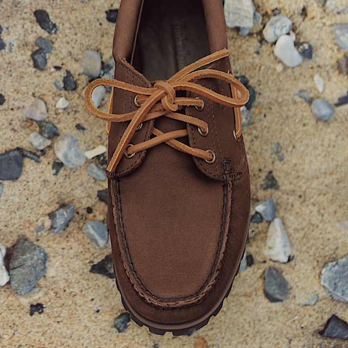 Womens Timberland Authentic 3Eye Boat Shoe TBL Dark Brown Nubuck ALTA