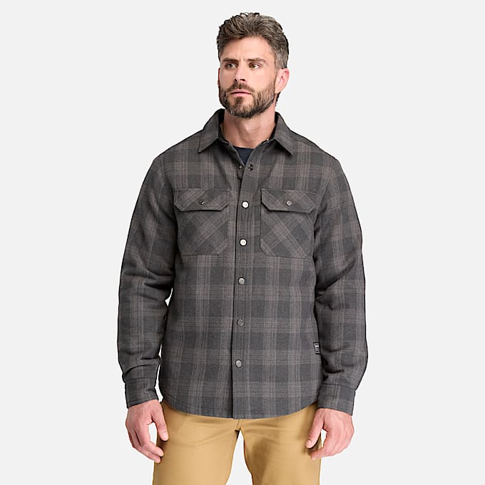 Mens Timberland PRO FleeceLined Yukon Flannel Shirt Jacket TBL BlackCharcoal Grey Heather ALT1